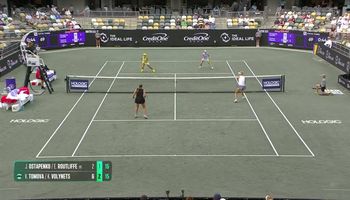 Erin Routliffe and Jelena Ostapenko win crazy doubles point in Charleston